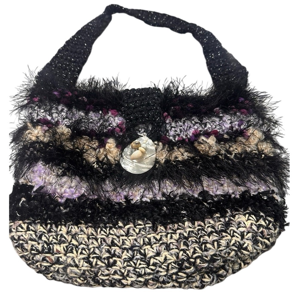 Artisan Handmade Crochet Hobo
Bag Shag Novelty Yarn
Cottagecore Boho Purse Y2K